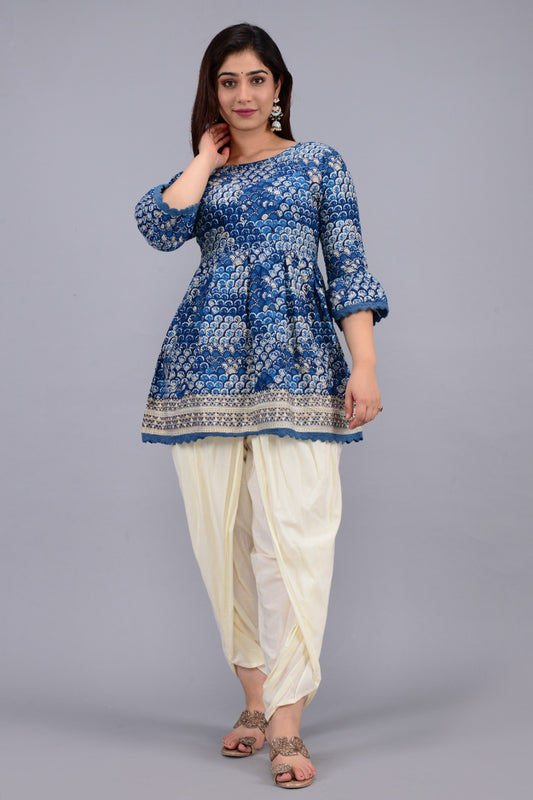 Pure cotton top and dhoti pant set